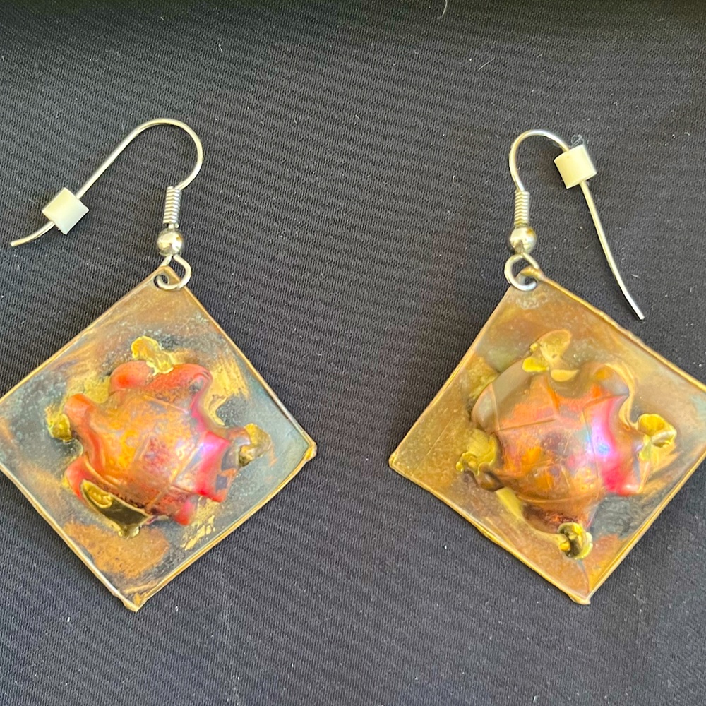 Handmade Vintage Copper and Silver Toned Earrings